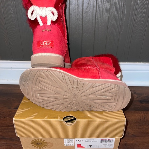 Ugg Selene Boot Red Womens Size 7 Suede Nautical Rope 1006493 - Picture 7 of 8